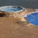 decorative concrete pool patio