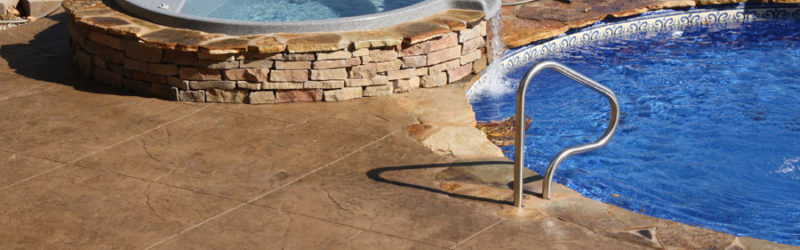 decorative concrete pool patio