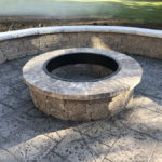 stamped concrete and firepit